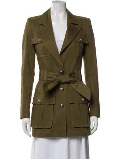 Pre-owned Balmain Peacoat In Green