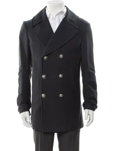 Pre-owned Balmain Peacoat In Grey