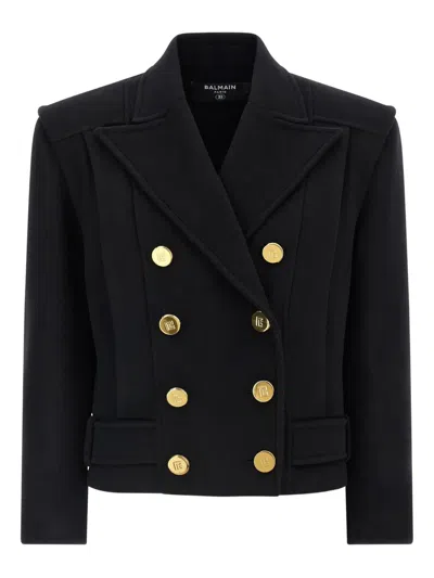 BALMAIN PEAK-LAPEL BELTED COAT