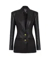Balmain Two-button Lapel Leather Jacket In Black