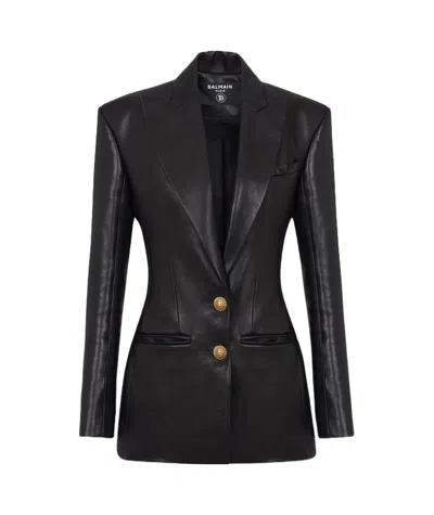BALMAIN BALMAIN SINGLE BREASTED LEATHER BLAZER
