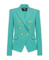 Balmain Double-breasted Grain De Poudre Wool Blazer In Blue