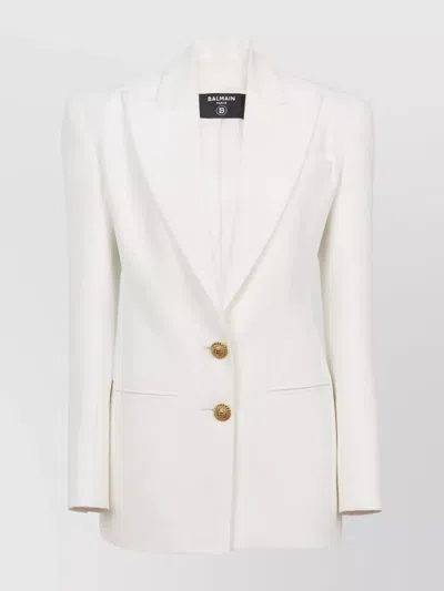 BALMAIN PEAK LAPELS STRUCTURED CREPE BLAZER