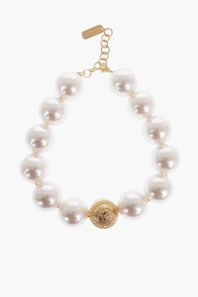 Balmain Pearl Coin Chocker In White