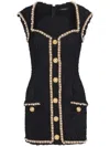 Balmain Embellished Metallic Tweed Mini Dress In Black
