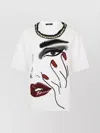 Balmain Pearls Chains Details Partial Face T-shirt In White