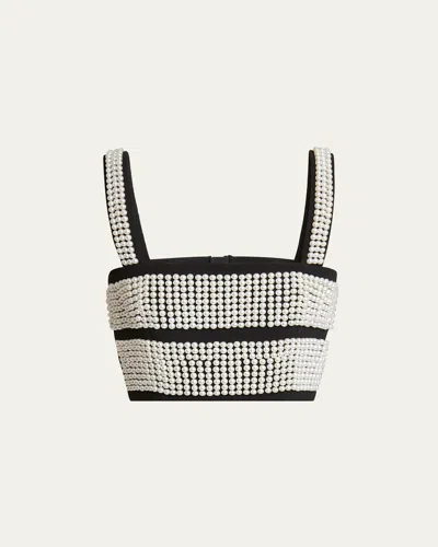 Balmain Pearly Crop Top In Blk White