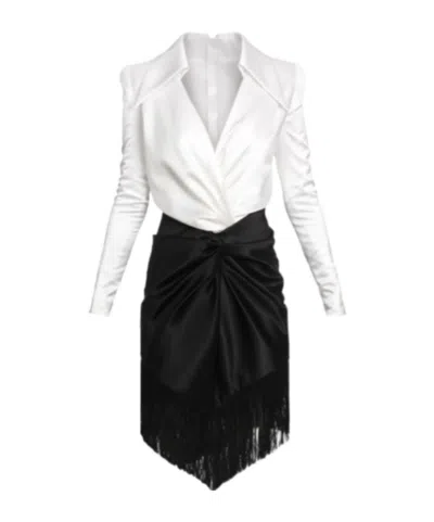 Balmain Pendant Fringed Dress In White