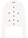 Balmain Perforated Knit Cardigan With Embossed Logo Buttons In Multi