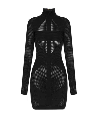 Balmain Back Zipped Turtleneck Mini Dress In New