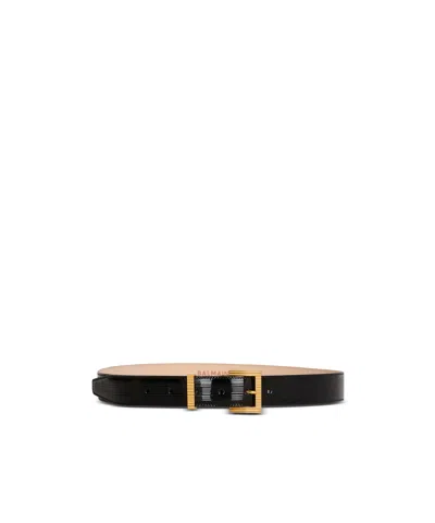 Balmain Perfume Belt In Striped Patent Leather