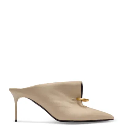 Balmain Pierced Heeled Mules 75 In Neutral