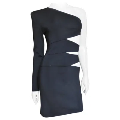 Pre-owned Balmain Pierre  One Sleeve Dress With Side Cut Outs In Black