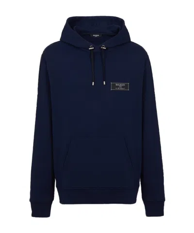BALMAIN BALMAIN LOGO PRINTED DRAWSTRING HOODIE