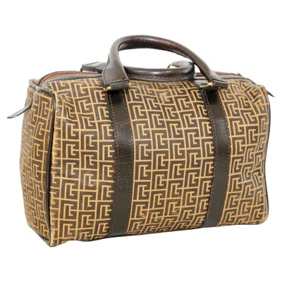 Pre-owned Balmain Pierre  Paris Brown Leather & Coated Canvas Geometric Tote Zip Top 1970s