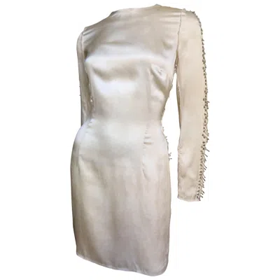 Pre-owned Balmain Pierre  Silk Safety Pin Dress In Gray