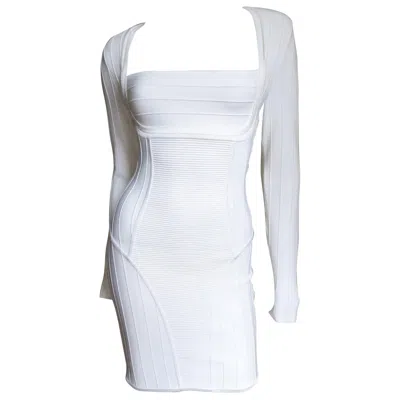 Pre-owned Balmain Pierre  White Bodycon Dress
