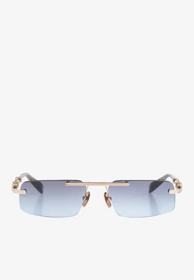 Balmain Pierre Ii Rectangular Sunglasses In Gold