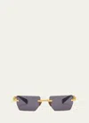 Balmain Pierre Oval Acetate Sunglasses In Gld Blk