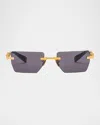 Balmain Pierre Oval Acetate Sunglasses In Gld Blk