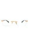 Balmain Pierre Rectangle-frame Glasses In Gold