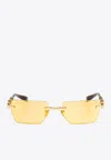 Balmain Bps-150g-53 Rectangle-frame Sunglasses In Yellow