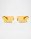Balmain Pierre Titanium Rectangle Sunglasses In Gold