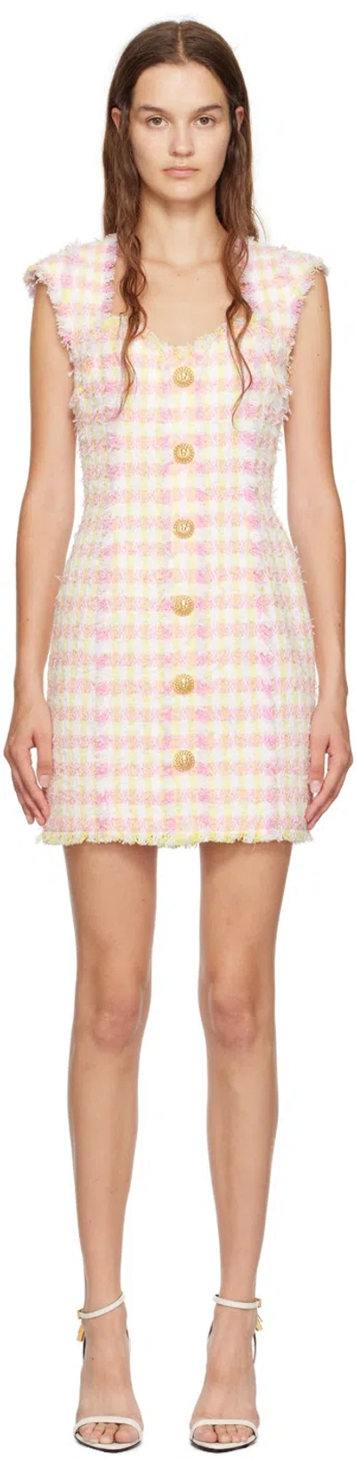 BALMAIN PINK & YELLOW MIAMI MINIDRESS