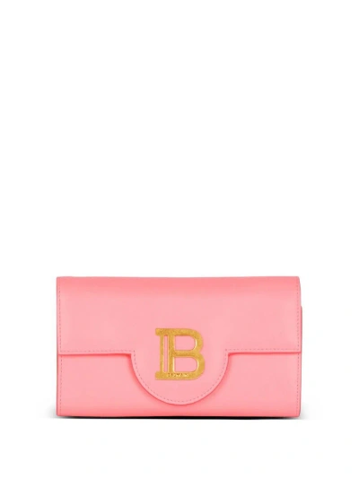 Balmain B Buzz Leather Chain Wallet In Pink