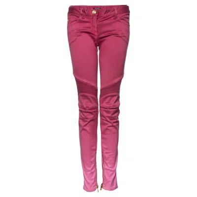 Pre-owned Balmain , Pink Biker Jeans With Color Gradient.