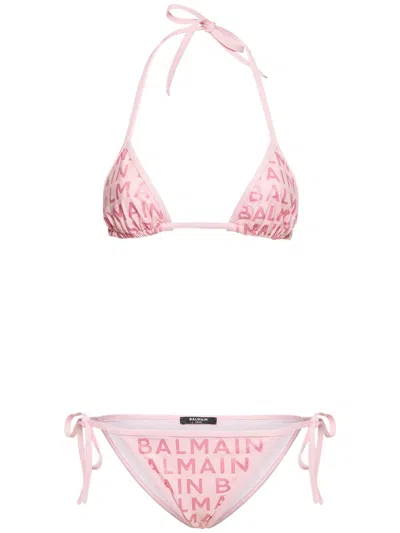 Balmain Pink Bikini With Logo And Ties