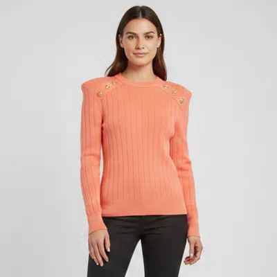 Pre-owned Balmain Pink Button Embellished Rib Knit Pullover Sweater L