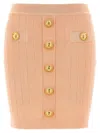 Balmain Buttoned Knitted Midi Skirt In Pink