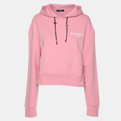 Pre-owned Balmain Pink Cotton Hoodie M