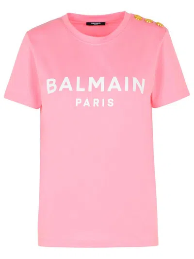 BALMAIN BALMAIN PINK COTTON T-SHIRT