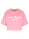 Balmain Women Logo Organic Cotton Cropped T-shirt