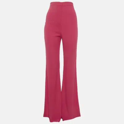 Pre-owned Balmain Pink Crepe Flared Zip Up Trousers M