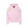 Balmain Pink Crop Sweatshirt For Girl With Logo In Pink