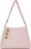 Balmain Pink Emblème Grained Calfskin Shoulder Bag In 4ao Rose Clair