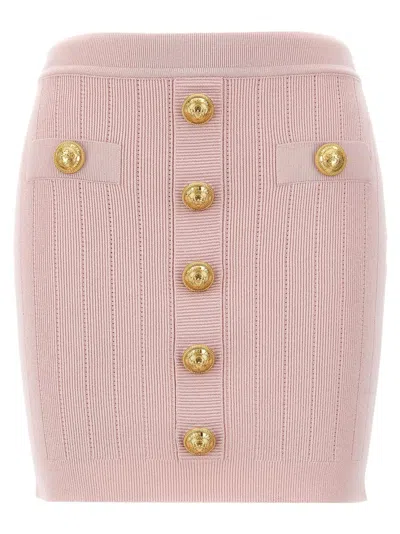 Balmain Logo Button Skirt Skirts In Pink