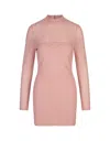 Balmain Pink Knitted Short Dress With Labyrinth Pb Monogram In Pink
