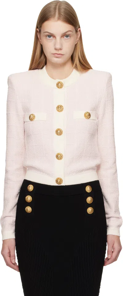 Balmain ピンク Light Tweed カーディガン In Pink