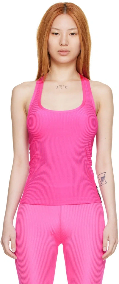 Balmain Pink Nylon Tank Top In 672 Fuxia