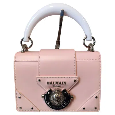 Pre-owned Balmain Pink Patent Leather White Horn Handle Shoulder Bag