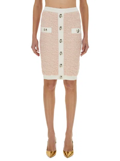 Balmain Pink Polyamide Skirts In Neutral