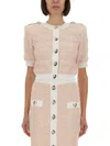 Balmain Cropped Textured Cardigan With Decorative Button Detail In Gold