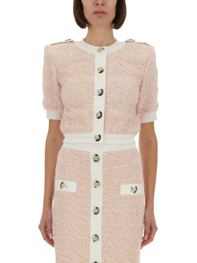 Balmain Pink Polyamide Sweaters In Neutral