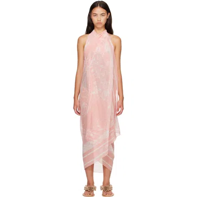 Balmain Pink Printed Silk Cover-up In Animal Print