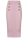 Balmain Viscose Knit Midi Skirt In Pink