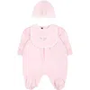 Balmain Pink Set For Baby Girl With Logo In Pink